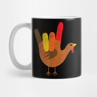 Peace Sign Turkey Hand Cool Thanksgiving Hippie Men Women Mug